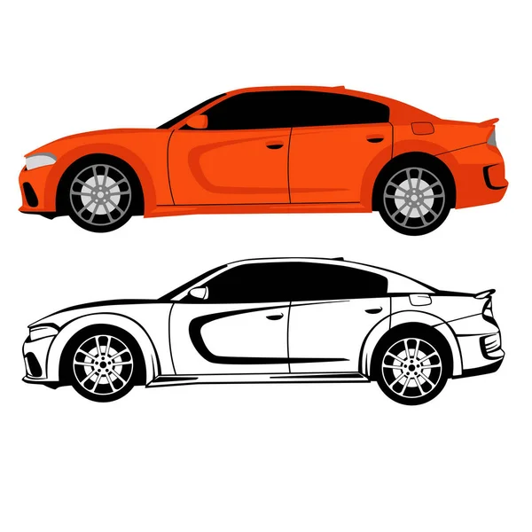 Deporte Carrera Coches Vector Ilustración Estilo Plano Forro Dibujo Lado — Vector de stock