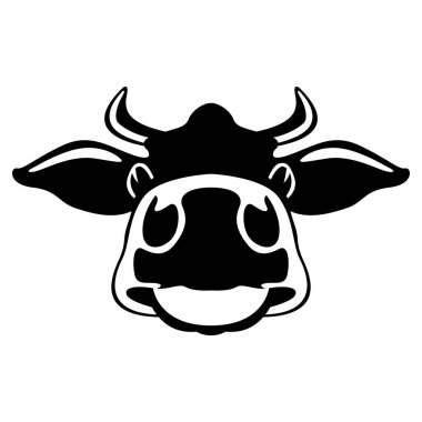 inek yüzü, ön görünüm, vektör çizimi, düz biçim