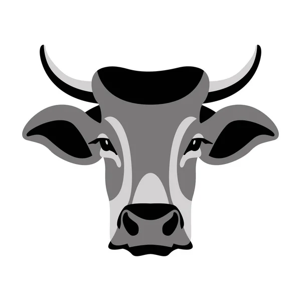 Cara Vaca Vista Frontal Ilustración Vectorial Estilo Plano — Archivo Imágenes Vectoriales