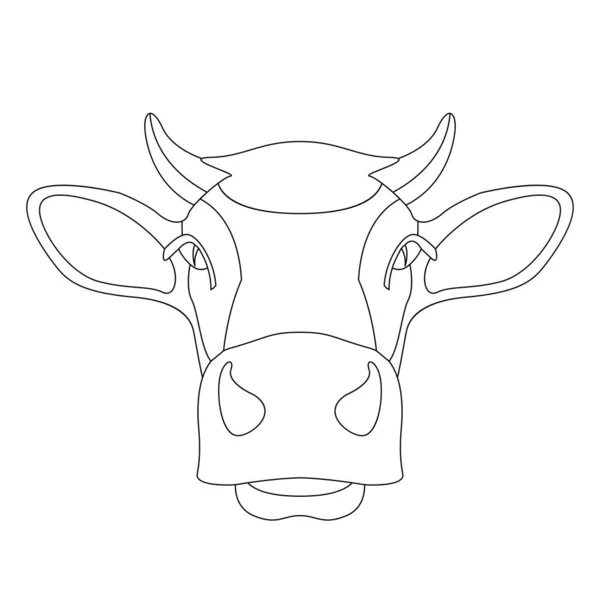 Visage Vache Vue Face Illustration Vectorielle Dessin Doublure — Image vectorielle