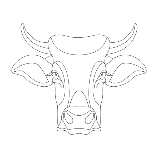 Cow Face Front View Vector Illustration Lining Draw — Stock Vector