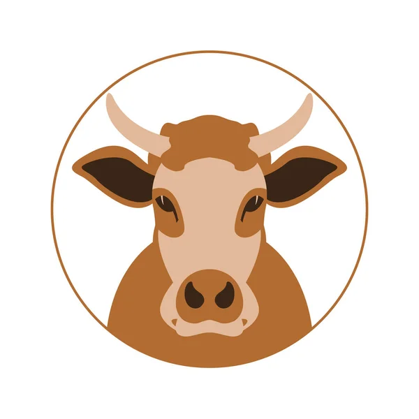 Visage Vache Vue Face Illustration Vectorielle Style Plat — Image vectorielle