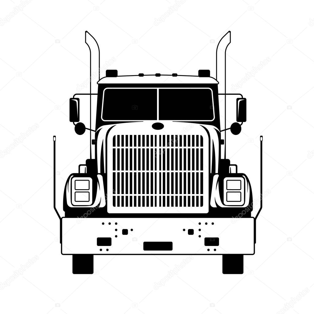Semi truck, vector illustration,flat style, front view