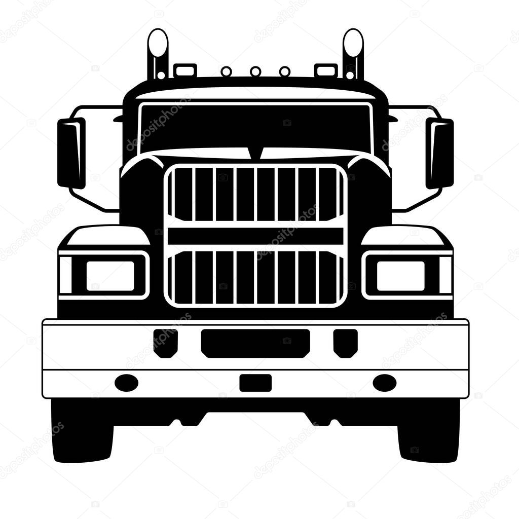 semi truck, vector illustration,flat style, front view