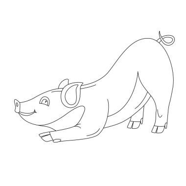 komik domuz, vektör çizimi, astarlı çizim, kenar görünüm