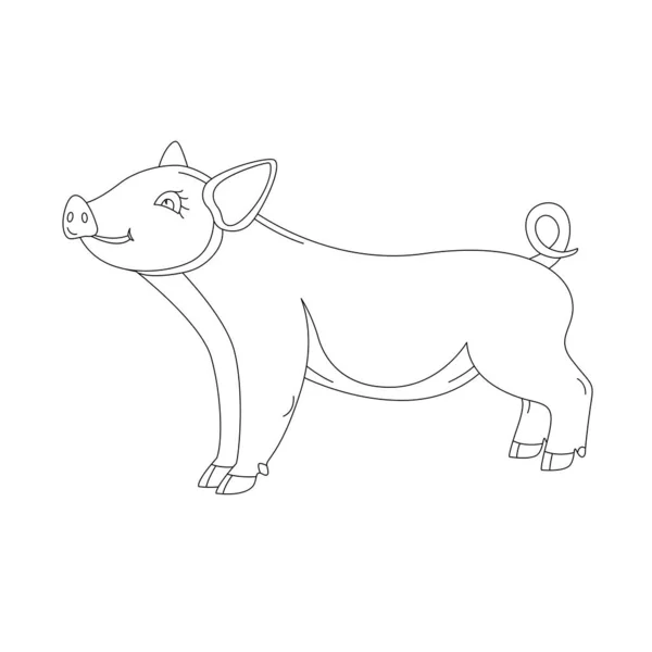 Cerdo Divertido Ilustración Vectores Dibujo Revestimiento Vista Lateral — Vector de stock