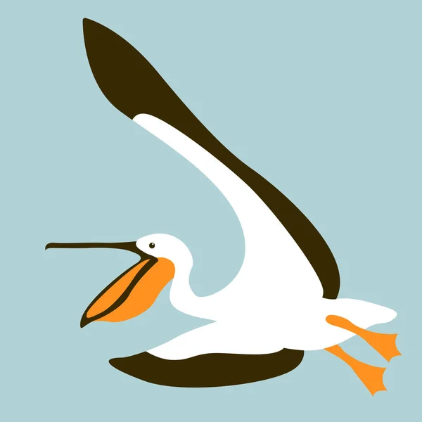Ilustração Vetorial Pelicano Estilo Plano Vista Lateral — Vetor de Stock