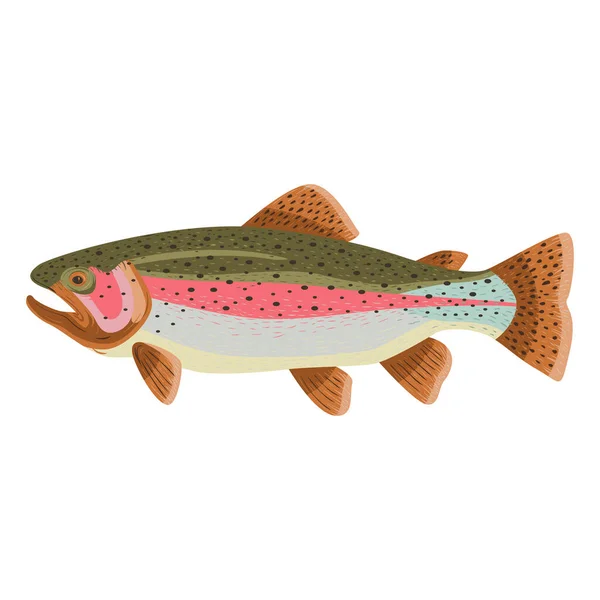 Rainbow Trout Fish Vector Illustration Flat Style Side View — Stock Vector