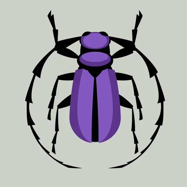 Woodcutter Beetle Vector Illustration Flat Style Front View — Stock Vector