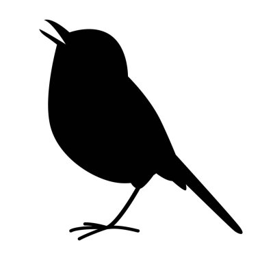 Sinekkapan kuşu, vektör çizimi, siyah siluet, kenar görüş