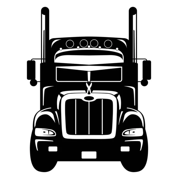 Semi Truck Vooraanzicht Platte Stijl Vectorillustratie — Stockvector