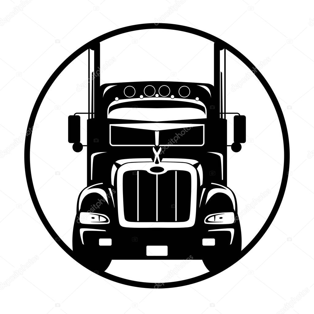 Semi truck, front view, flat style, vector illustration