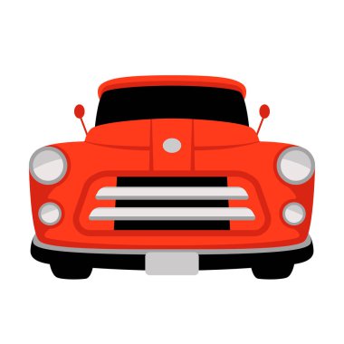 Eski klasik Amerikan arabası, vektör çizimi, düz stil, ön manzara.