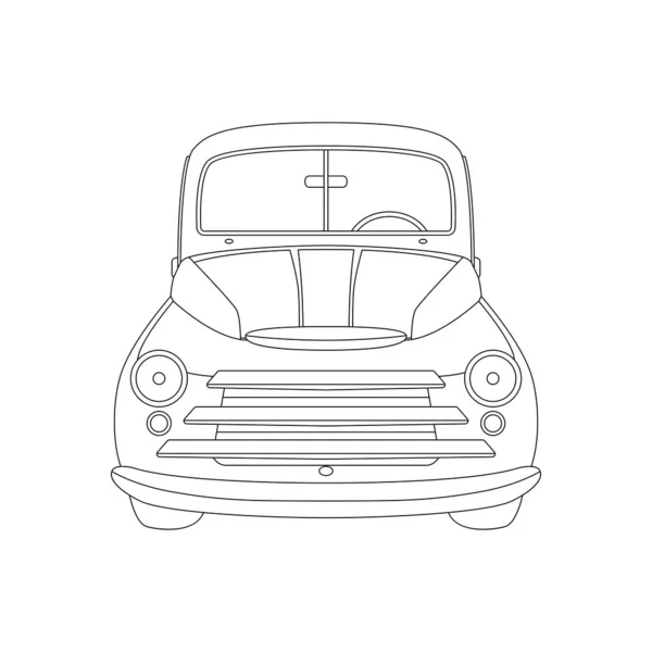 Старый Винтажный Американский Автомобиль Векторная Иллюстрация Подкладка Ничья Вид Спереди — стоковый вектор