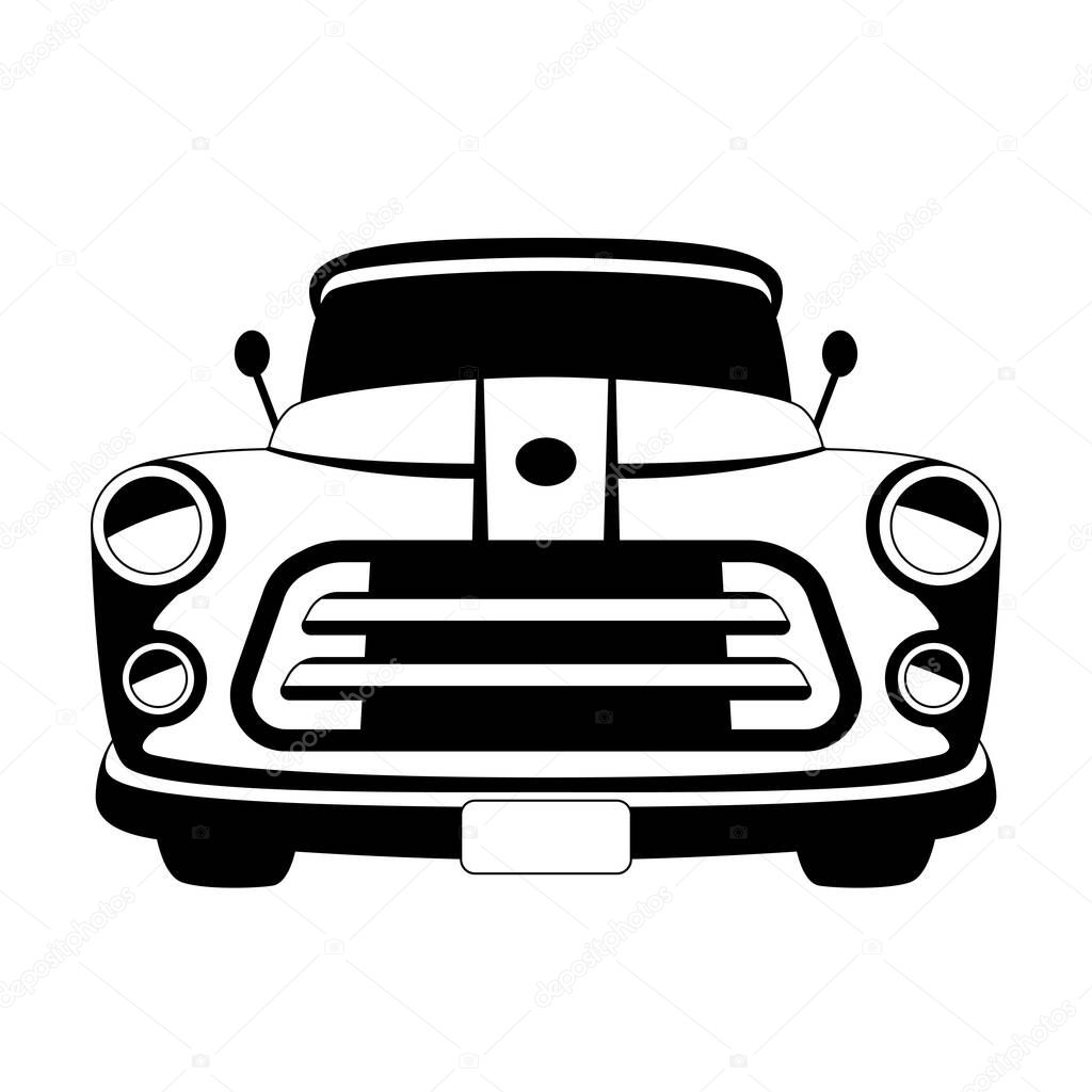 old vintage american car, vector illustration,flat style, front view
