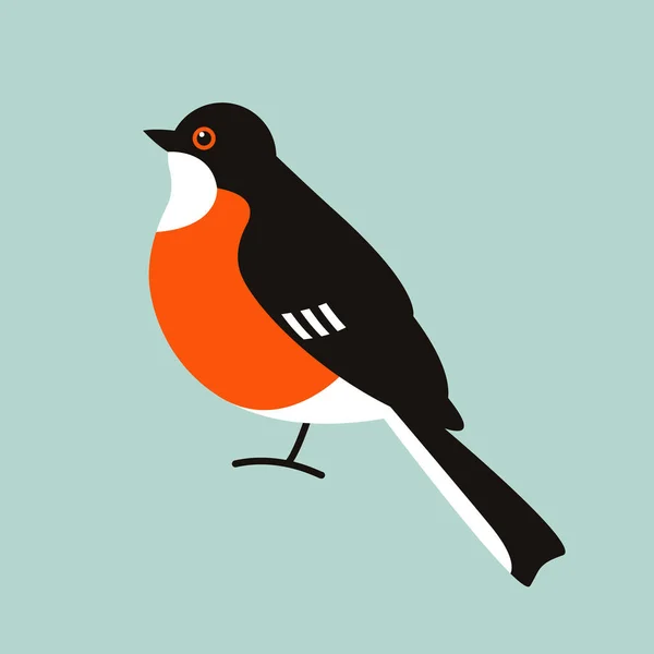 Red Flycatcher Bird Vector Illustratio Flat Style Side View — Vetor de Stock