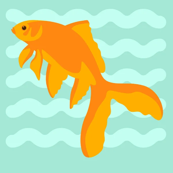 Золотая Рыбка Векторная Иллюстрация Плоский Стиль Вид Сбоку — стоковый вектор