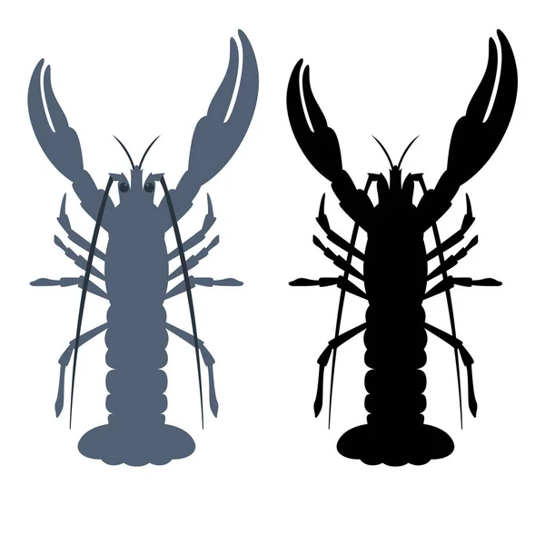 Crayfish Vector Illustration Flat Style Side View Black Silhouette — Stock Vector