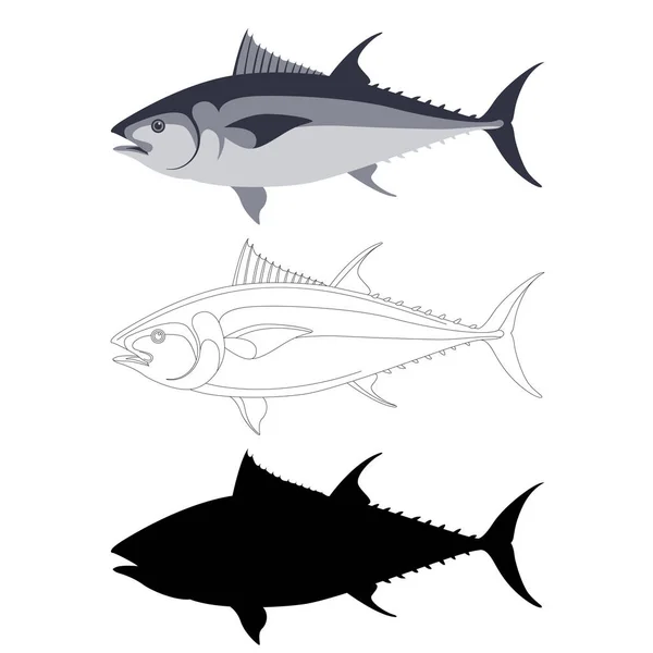 Thunfisch Vektorillustration Flacher Stil Seitenansicht Silhouette — Stockvektor