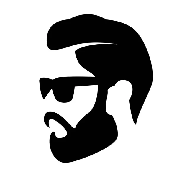 Rosto Hipster Ilustração Vetorial Visão Perfil Estilo Plano — Vetor de Stock