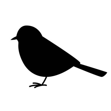 Meme faresi kuşu, vektör çizimi, siyah siluet, kenar görünüm