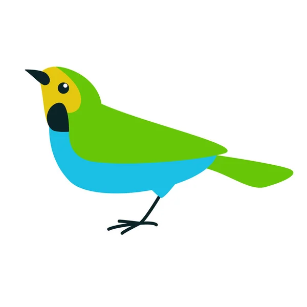 Vliegenvanger Groene Vogel Vector Illustratie Platte Stijl Zijaanzicht — Stockvector