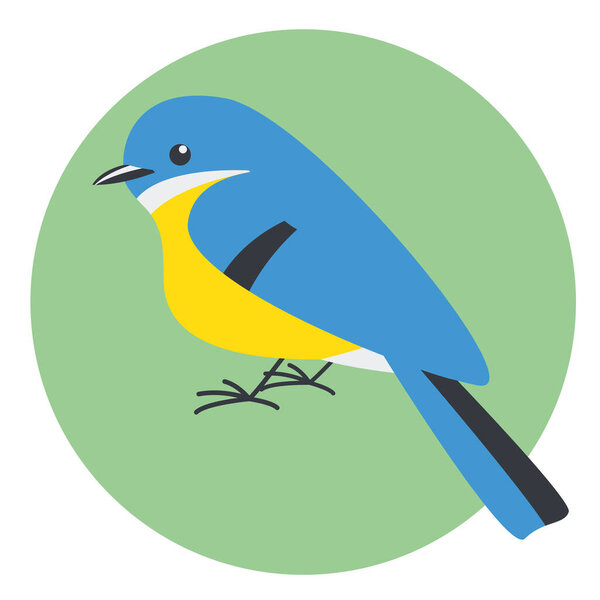 blue bird, vector illustration, flat style, side view