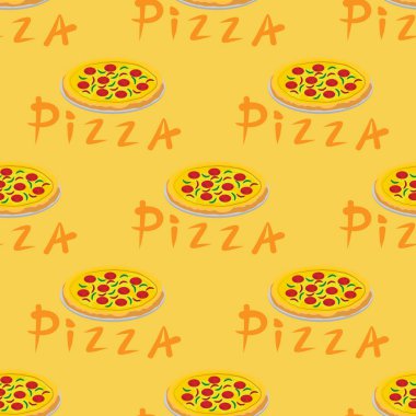 Farklı malzemelerle kusursuz pizza kalıbı. Vektör illüstrasyonu