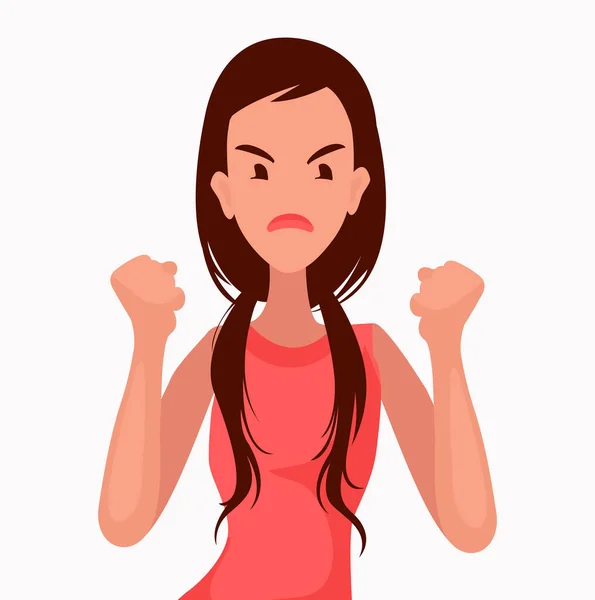 Woman Angry Discontent Vector Illustration Cartoon Style — Stock Vector