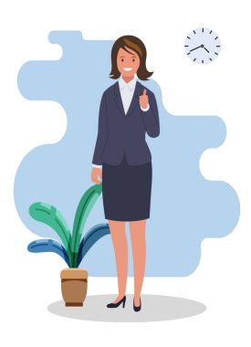 Mutlu bir kadın bunu onaylar. Güzel bir jest. Çizgi film tarzında vektör illüstrasyonu