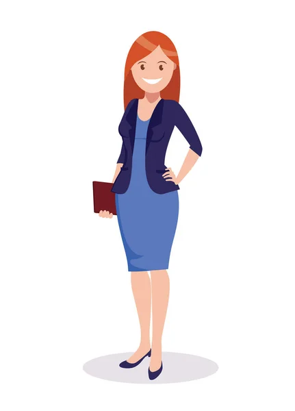 Business Woman Suit Employee Office Vector Illustration Flat Style — Stock Vector