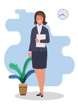 Defterli, resimli mutlu kız. Düz bir şekilde vektör illüstrasyonu.