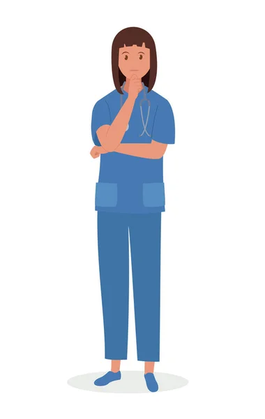 Une Femme Médicale Pense Prendre Une Décision Illustration Vectorielle Dans — Image vectorielle