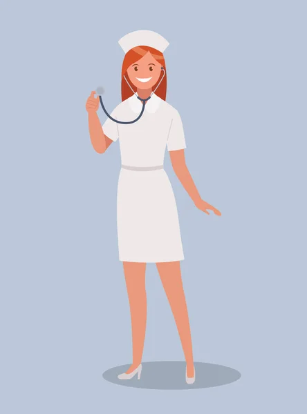 Female Doctor Stethoscope Uniform Vector Illustration Flat Style — Stock Vector