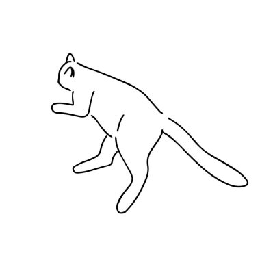 minimalist line art drawing of a sitting cat. simple black outline on a white background, featuring a cat with a small nose. minimalist sketch of a cat. design 7
