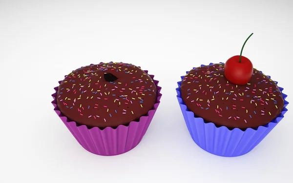 Rózsaszín és kék cupcake 3d studio — Stock Fotó