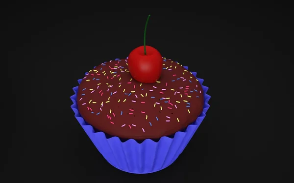 Cupcake 3D studio nero — Foto Stock