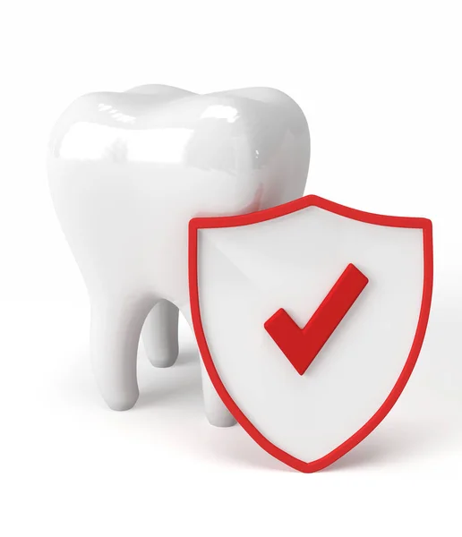 Tooth Red Shield Check Icon Stock Photo