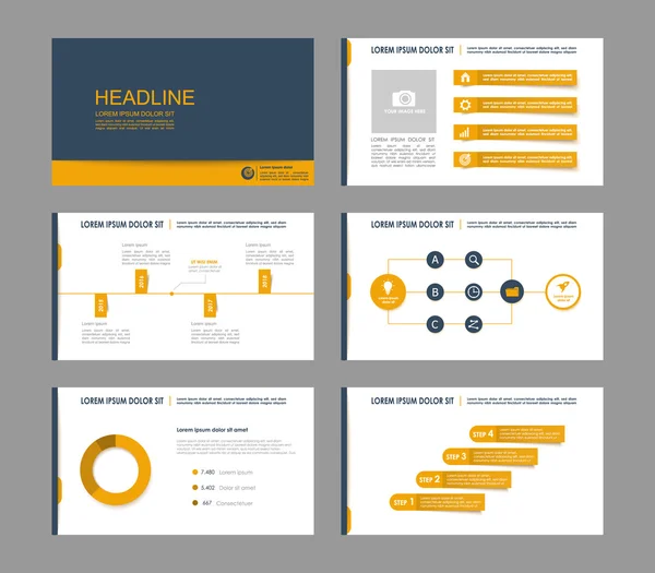 Conjunto de elementos de infografía naranja para plantillas de presentación . — Archivo Imágenes Vectoriales