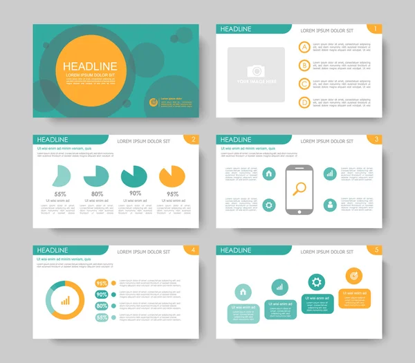 Set oranje groen infographic elementen voor presentatie templates. — Stockvector