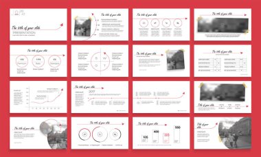 Geometrik Kırmızı Sunum Elementi Şablonları. Vektör bilgi grafikleri. Sunum, Flyer ve Broşür, SEO, Pazarlama, Webinar İniş Sayfa Şablonu, Web Sitesi Tasarımı, Banner.
