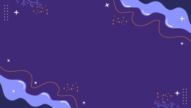 Zarif Soyut Mor Arkaplan Dalgalı Şekiller Yıldızlar ve Davet Posteri ve Sancak Tasarımı Dekoratif Elementleri