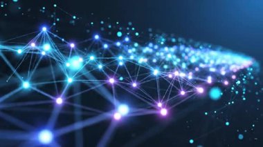 Parlayan Düğümler ve Akan Bağlar 'ı temsil eden Akıcı Web 3 ve Geleceğin Teknolojisi ile Soyut Dijital Veri Ağı Döngüsü Videosu