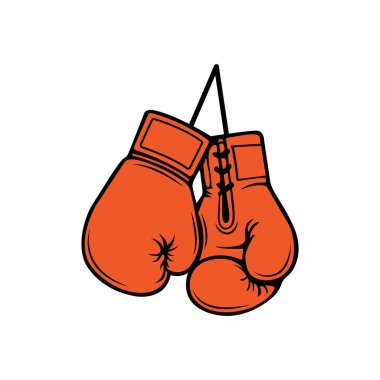 Kırmızı Boks Eldivenleri Asılı Profesyonel Dövüş Sporları Logoları, Eğitim ve Spor Markaları için Spor Vitesleri Vektörü