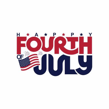 ABD Bayrağı ve Yıldızları Vatansever Amerikan Bağımsızlık Günü Grafikleriyle Dört Temmuz Typographic Tasarımı Mutlu Yıllar
