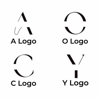 Minimalist Harf Logoları Markalaşma ve Kurumsal Kimlik için Modern Geometrik A O C Y Vektör Sembollerini Ayarla