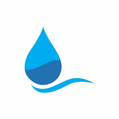 Su Damlası Logo Vektörü Simgesi Beyaz Arkaplanda Dalgalı Temiz Mavi Sıvı Sembolü