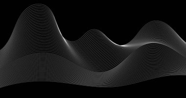 Tasarımınız için siyah arkaplan vektör illüstrasyonunda soyut dağ dalgalı çizgileri