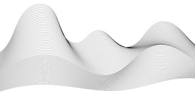 Beyaz arkaplan vektör illüstrasyonunda beyaz dalga çizgileri olan soyut dağ