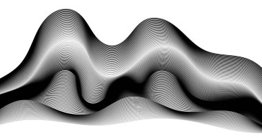 Dağ illüstrasyon dinamik dalgaları ile soyut arkaplan Siyah ve beyaz Vektör illüstrasyonu